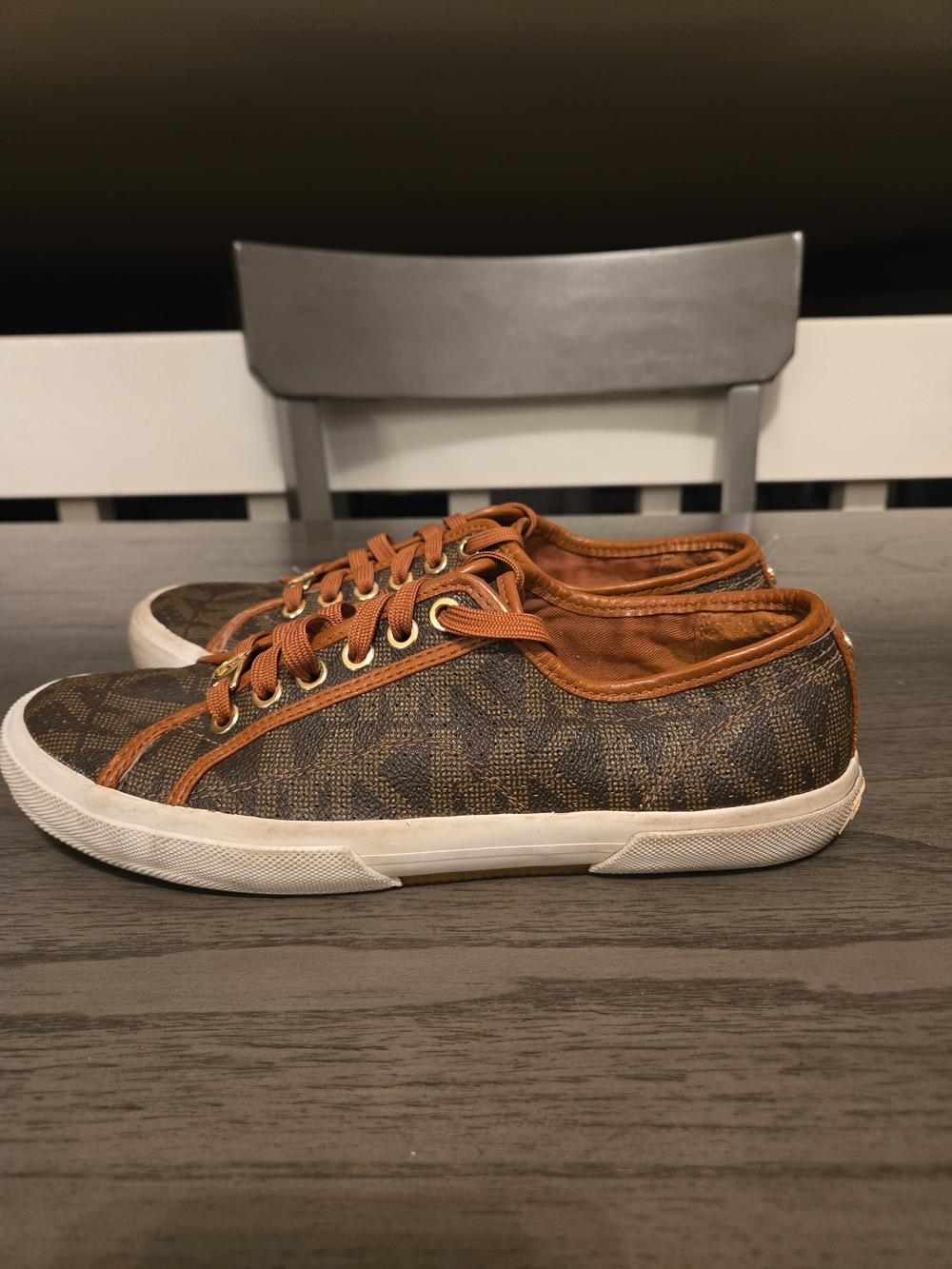 Michael Kors Brown Logo Low-Top Sneakers with Tan Trim